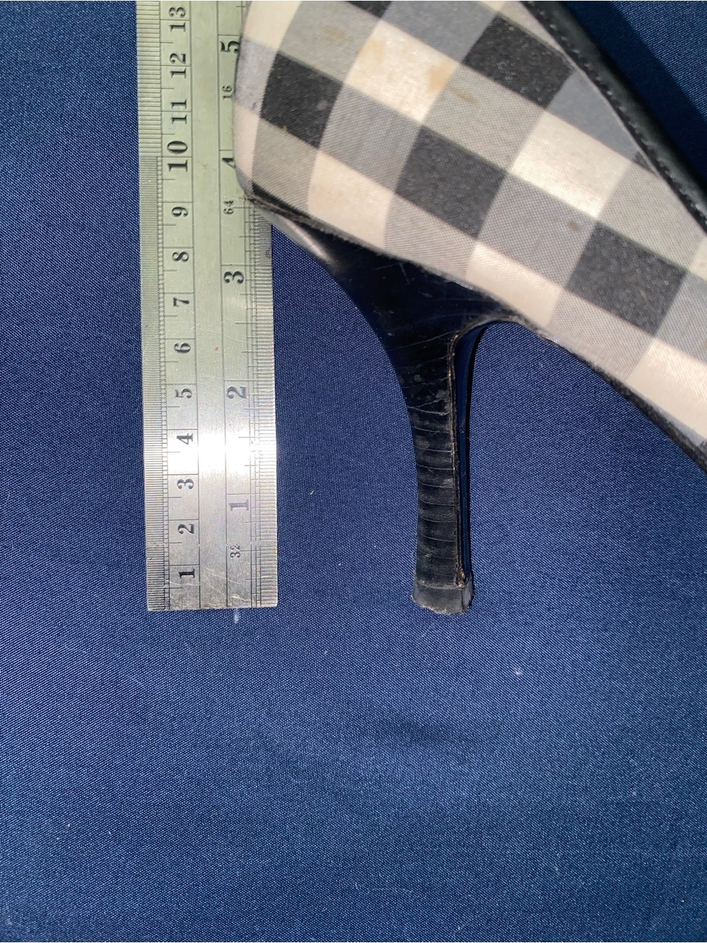 Vintage Unlisted by Kenneth Cole Black & White Plaid Peep-Toe Heels with Bow - Picture 8 of 12